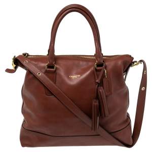 Coach Brown Leather Zipper Tote