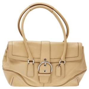 Coach Cream Soho Hamptons Buckle Leather Satchel