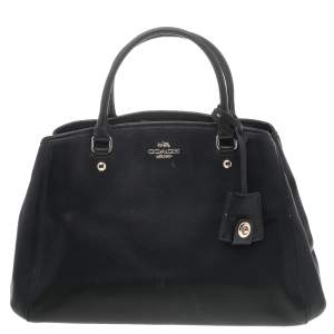 Pre Owned Coach Black Leather Small Margot Carryall Satchel