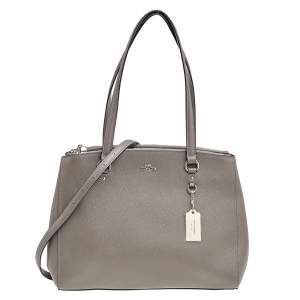 Pre Owned Coach Grey Leather Stanton Top Zip Tote