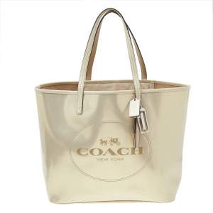 Coach Metallic Gold Leather Shopper Tote
