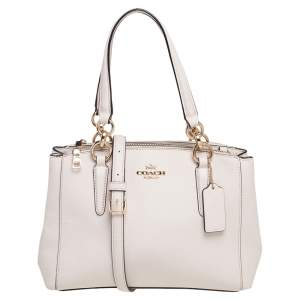 Pre Owned Coach Cream Leather Mini Christie Carryall Double Zip Satchel