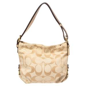 Coach Beige Signature Canvas Hobo