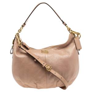 Coach Beige Leather Madison Lindsey Hobo
