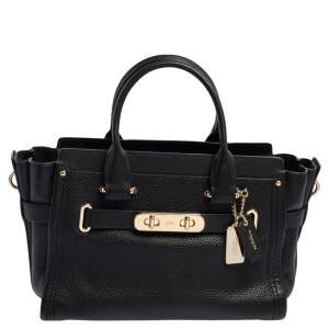 Coach Black Leather Swagger 27 Carryall Satchel