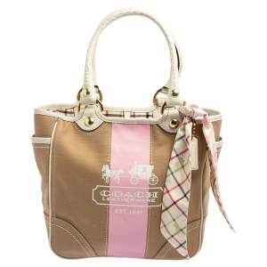 Pre Owned Coach Multicolor Canvas and Leather Tote