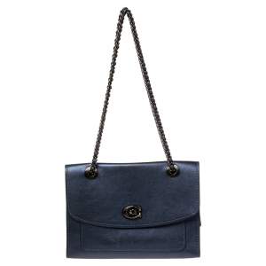 Coach Metallic Blue Leather Parker Shoulder Bag
