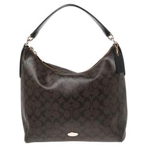Coach Brown/Black Signature Canvas and Leather Celeste Hobo