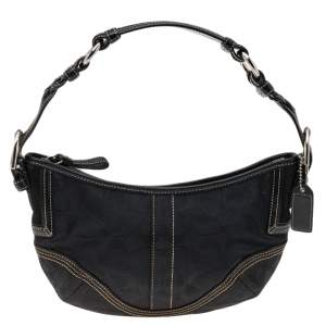 Coach Black Signature Canvas and Leather Soho Hobo