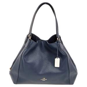 Pre Owned Coach Navy Blue Leather Edie Shoulder Bag