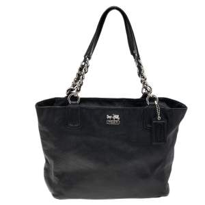 Pre Owned Coach Black Leather East West Chelsea Tote