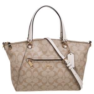 Coach Beige Signature Coated Canvas Prairie Satchel