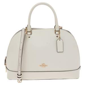 Pre Owned Coach White Leather Sierra Dome Satchel