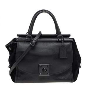 Coach Black Leather And Suede Drifter Carryall Satchel