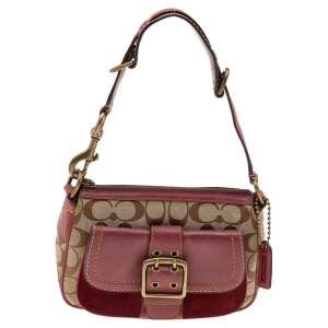 Coach Beige/Brown Signature Canvas and Leather Baguette