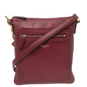 Coach Burgundy Leather Crossbody Messenger Bag