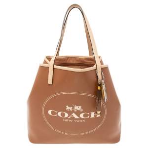 Coach Brown/Beige Leather Shopper Tote