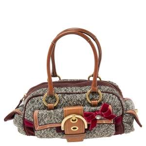 Coach Multicolor Tweed And Suede Soho Bow Satchel