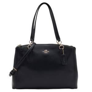 Pre Owned Coach Black Leather Christie Carryall Tote