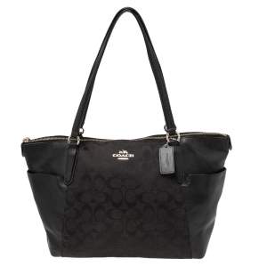 Coach Black Signature Canvas and Leather Ava Tote