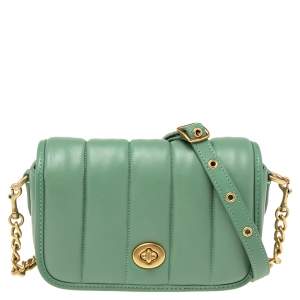 Coach Mint Green Quilted Leather Dinky Shoulder Bag