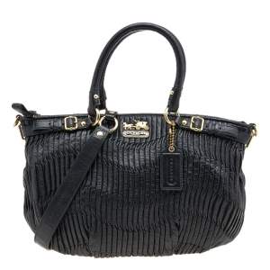 Coach Black Gathered Leather Sophia Madison Satchel