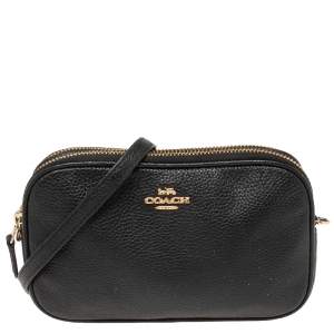 Pre Owned Coach Black Leather Sadie Crossbody Bag