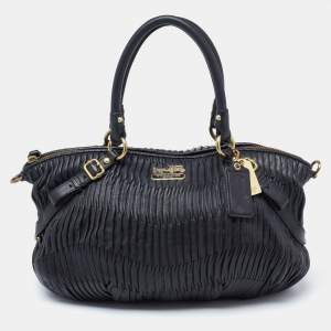 Coach Black Gathered Leather Madison Satchel