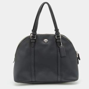 Coach Black Leather Peyton Dome Satchel 