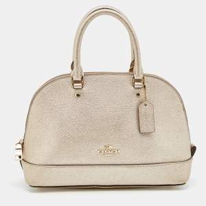 Pre Owned Coach Metallic Gold Leather Mini Sierra Satchel
