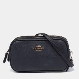 Coach Black Leather Double Zip Camera Crossbody Bag 