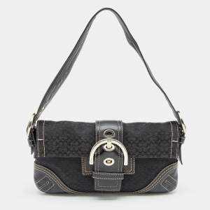 Coach Black Signature Canvas And Leather Soho Shoulder Bag