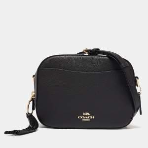 Coach Black Pebble Leather Camera Crossbody Bag
