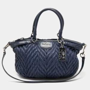 Coach Navy Blue Quilted Nylon 70th Anniversary Madison Satchel