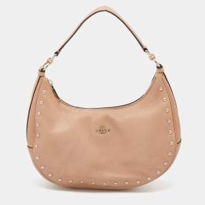 Coach Beige Grained Leather Hobo 
