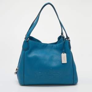 Coach Blue Leather Carriage Edie Shoulder Bag