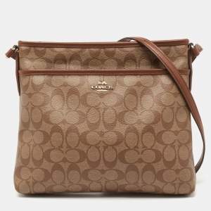 Coach Beige/Brown Signature Coated Canvas and Leather File Messenger Bag