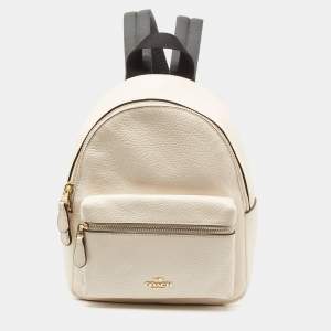 Coach Off White/Black Leather and Nylon Mini Charlie Backpack  