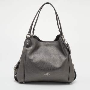 Coach Grey Leather Edie Shoulder Bag