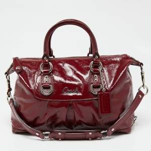 Coach Maroon Patent Leather Ashley Satchel