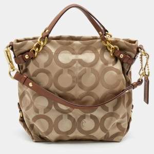 Coach Beige/Brown Signature Canvas And Leather Shoulder Bag