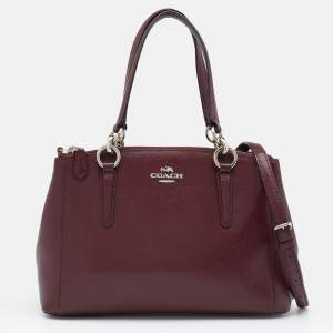 Pre Owned Coach Burgundy Leather Christie Carryall Satchel
