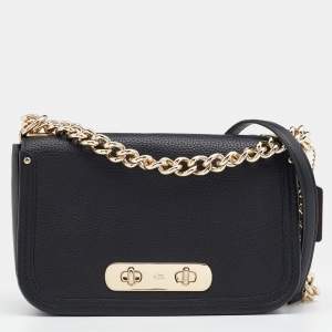 Coach Black Leather Swagger Shoulder Bag