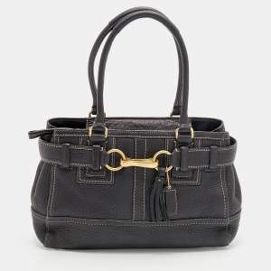 Coach Black Grained Leather Hampton Tote
