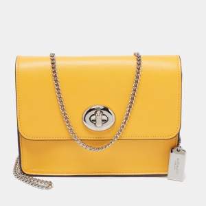 Coach Mustard Leather Bowery Chain Shoulder Bag