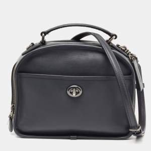 Coach Dark Grey Leather Lunch Pail Top Handle Bag