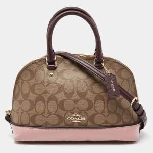 Coach Tri Color Signature Coated Canvas and Leather Mini Sierra Satchel
