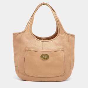 Coach Tan Pebbled Leather XL Ergo Legacy Tote