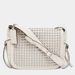 Coach White Leather Rivets Dakotah Crossbody Bag