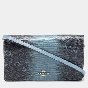 Coach Blue/Black Embossed Leather Hayden Crossbody Clutch